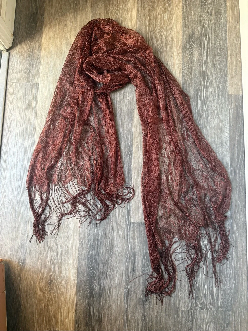 Lightweight Chocolate Lace Fringe Scarf - Women Accessories